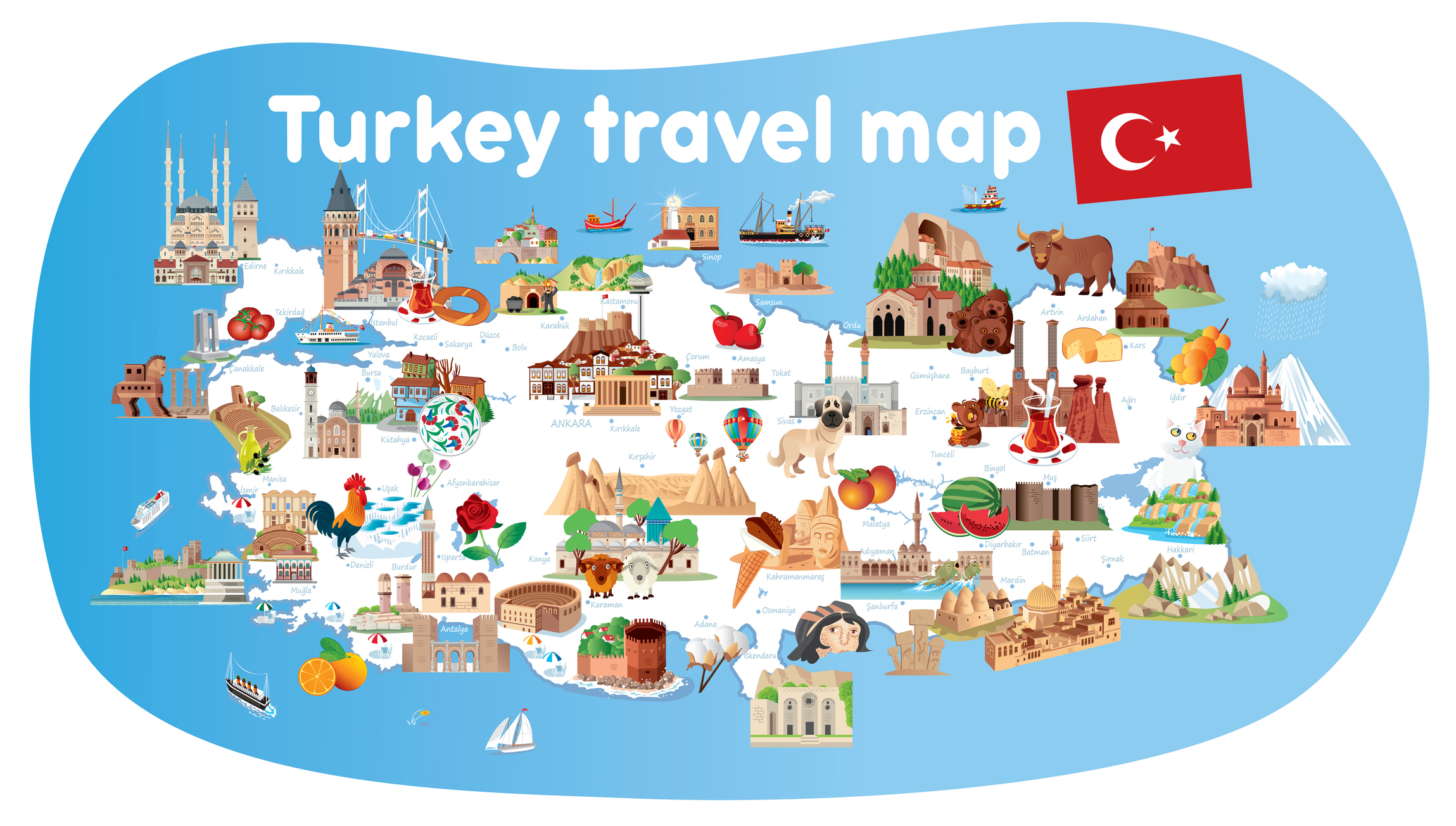 Cartoon map of TURKEY I have used http://turkeytraveltr.com/